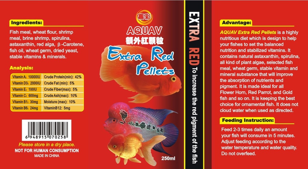 Aquav Extra Red Pellet 1000ml