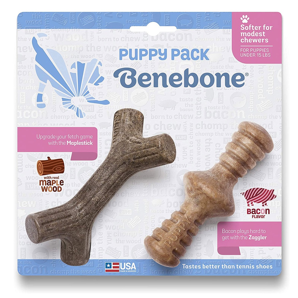 Benebone Puppy 2Pack Maplestick & Zaggler Tiny Bacon