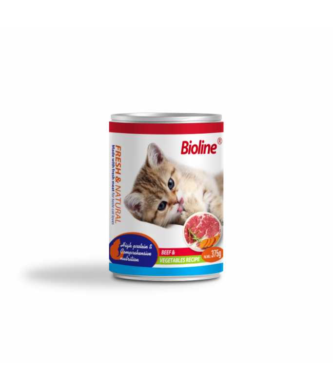 Bioline Canned Cat Food Beef & Vegetables 375gm