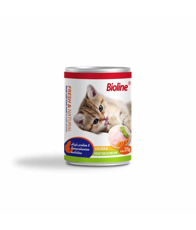 Bioline Canned Cat Food Chicken & Vegetables 375gm