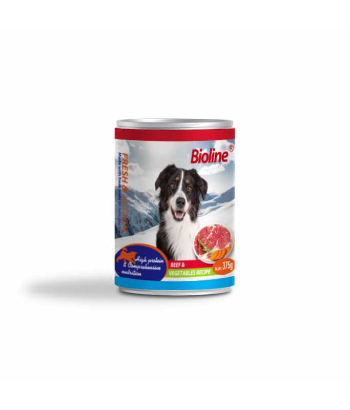 Bioline Canned Dog Food Beef & Vegetables 375gm