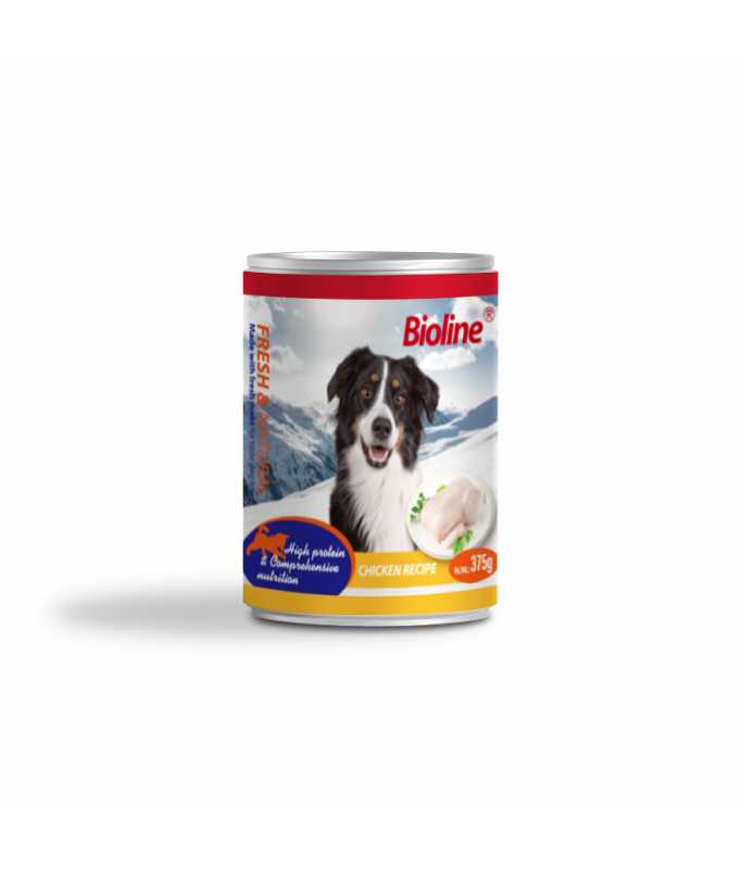 Bioline Canned Dog Food Chicken Meat 375gm