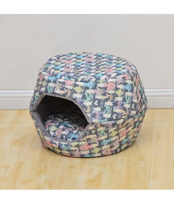 Catry Dog / Cat Printed House With Cushion